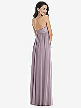 Rear View Thumbnail - Lilac Dusk Twist Shirred Strapless Empire Waist Gown with Optional Straps