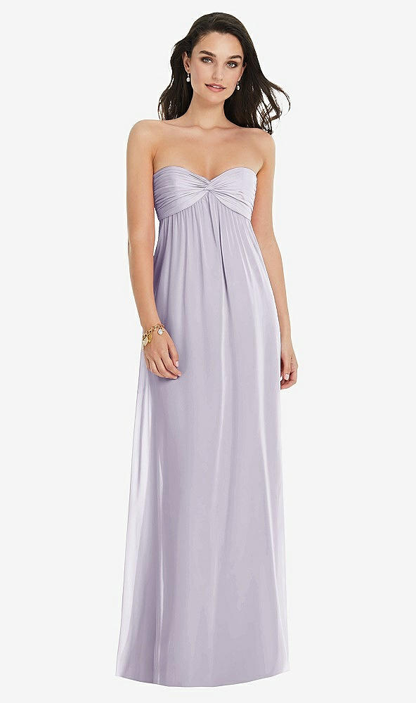 Front View - Moondance Twist Shirred Strapless Empire Waist Gown with Optional Straps