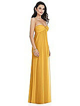 Side View Thumbnail - NYC Yellow Twist Shirred Strapless Empire Waist Gown with Optional Straps