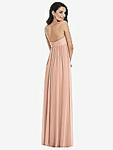Rear View Thumbnail - Pale Peach Twist Shirred Strapless Empire Waist Gown with Optional Straps