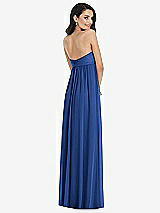 Rear View Thumbnail - Classic Blue Twist Shirred Strapless Empire Waist Gown with Optional Straps