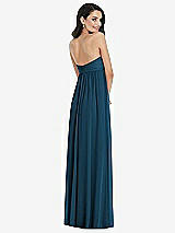 Rear View Thumbnail - Atlantic Blue Twist Shirred Strapless Empire Waist Gown with Optional Straps