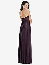 Rear View Thumbnail - Aubergine Twist Shirred Strapless Empire Waist Gown with Optional Straps