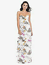 Front View Thumbnail - Butterfly Botanica Ivory Twist Shirred Strapless Empire Waist Gown with Optional Straps