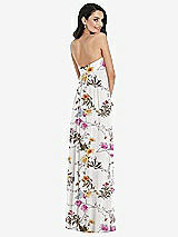 Rear View Thumbnail - Butterfly Botanica Ivory Twist Shirred Strapless Empire Waist Gown with Optional Straps