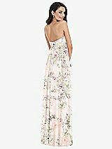 Rear View Thumbnail - Blush Garden Twist Shirred Strapless Empire Waist Gown with Optional Straps
