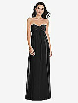 Front View Thumbnail - Black Twist Shirred Strapless Empire Waist Gown with Optional Straps