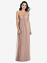Front View Thumbnail - Bliss Twist Shirred Strapless Empire Waist Gown with Optional Straps
