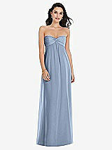 Front View Thumbnail - Cloudy Twist Shirred Strapless Empire Waist Gown with Optional Straps