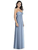 Side View Thumbnail - Cloudy Twist Shirred Strapless Empire Waist Gown with Optional Straps