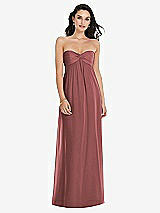 Front View Thumbnail - English Rose Twist Shirred Strapless Empire Waist Gown with Optional Straps