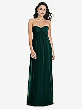 Front View Thumbnail - Evergreen Twist Shirred Strapless Empire Waist Gown with Optional Straps