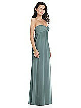 Side View Thumbnail - Icelandic Twist Shirred Strapless Empire Waist Gown with Optional Straps