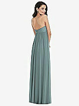 Rear View Thumbnail - Icelandic Twist Shirred Strapless Empire Waist Gown with Optional Straps