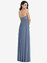 Rear View Thumbnail - Larkspur Blue Twist Shirred Strapless Empire Waist Gown with Optional Straps