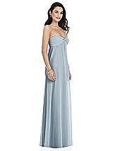 Side View Thumbnail - Mist Twist Shirred Strapless Empire Waist Gown with Optional Straps