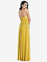 Rear View Thumbnail - Marigold Twist Shirred Strapless Empire Waist Gown with Optional Straps