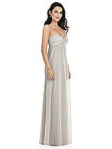 Side View Thumbnail - Oyster Twist Shirred Strapless Empire Waist Gown with Optional Straps