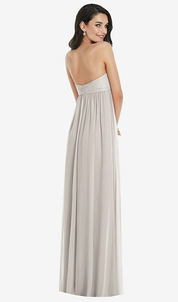 Back View - Oyster Twist Shirred Strapless Empire Waist Gown with Optional Straps