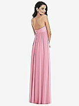 Rear View Thumbnail - Peony Pink Twist Shirred Strapless Empire Waist Gown with Optional Straps