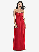 Front View Thumbnail - Parisian Red Twist Shirred Strapless Empire Waist Gown with Optional Straps
