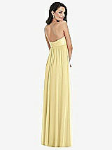 Rear View Thumbnail - Pale Yellow Twist Shirred Strapless Empire Waist Gown with Optional Straps
