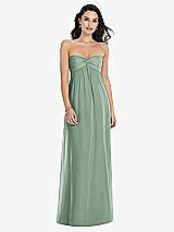 Front View Thumbnail - Seagrass Twist Shirred Strapless Empire Waist Gown with Optional Straps
