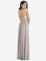 Rear View Thumbnail - Taupe Twist Shirred Strapless Empire Waist Gown with Optional Straps