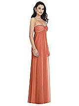 Side View Thumbnail - Terracotta Copper Twist Shirred Strapless Empire Waist Gown with Optional Straps