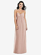 Front View Thumbnail - Toasted Sugar Twist Shirred Strapless Empire Waist Gown with Optional Straps