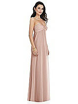 Side View Thumbnail - Toasted Sugar Twist Shirred Strapless Empire Waist Gown with Optional Straps