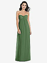 Front View Thumbnail - Vineyard Green Twist Shirred Strapless Empire Waist Gown with Optional Straps