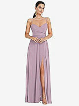 Front View Thumbnail - Suede Rose Adjustable Strap Wrap Bodice Maxi Dress with Front Slit 