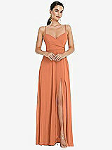 Front View Thumbnail - Sweet Melon Adjustable Strap Wrap Bodice Maxi Dress with Front Slit 