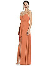 Side View Thumbnail - Sweet Melon Adjustable Strap Wrap Bodice Maxi Dress with Front Slit 