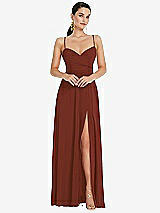 Front View Thumbnail - Auburn Moon Adjustable Strap Wrap Bodice Maxi Dress with Front Slit 