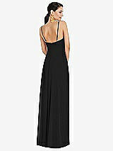 Rear View Thumbnail - Black Adjustable Strap Wrap Bodice Maxi Dress with Front Slit 