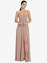 Front View Thumbnail - Bliss Adjustable Strap Wrap Bodice Maxi Dress with Front Slit 