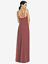 Rear View Thumbnail - English Rose Adjustable Strap Wrap Bodice Maxi Dress with Front Slit 
