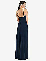Rear View Thumbnail - Midnight Navy Adjustable Strap Wrap Bodice Maxi Dress with Front Slit 
