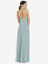 Rear View Thumbnail - Morning Sky Adjustable Strap Wrap Bodice Maxi Dress with Front Slit 