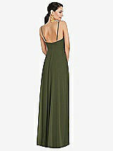 Rear View Thumbnail - Olive Green Adjustable Strap Wrap Bodice Maxi Dress with Front Slit 