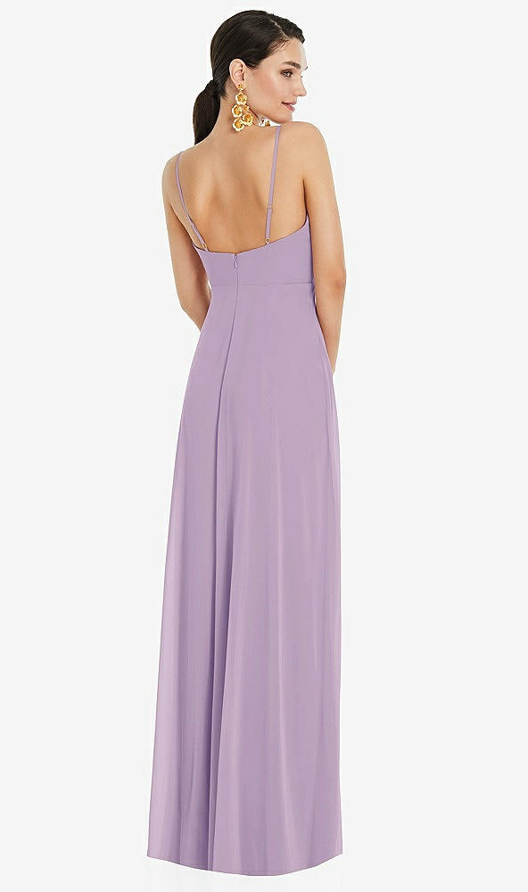 Back View - Pale Purple Adjustable Strap Wrap Bodice Maxi Dress with Front Slit 