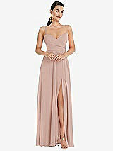 Front View Thumbnail - Toasted Sugar Adjustable Strap Wrap Bodice Maxi Dress with Front Slit 