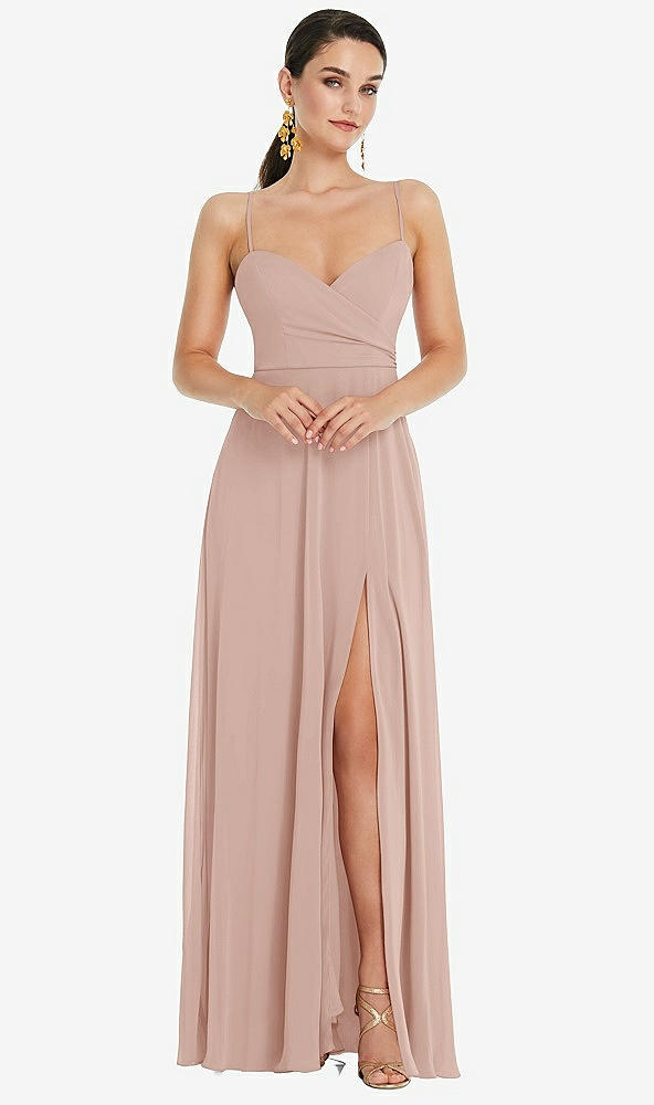 Front View - Toasted Sugar Adjustable Strap Wrap Bodice Maxi Dress with Front Slit 