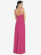 Rear View Thumbnail - Tea Rose Adjustable Strap Wrap Bodice Maxi Dress with Front Slit 