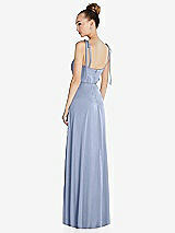 Rear View Thumbnail - Sky Blue Tie Shoulder A-Line Maxi Dress