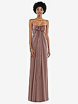 Front View Thumbnail - Sienna Draped Satin Grecian Column Gown with Convertible Straps