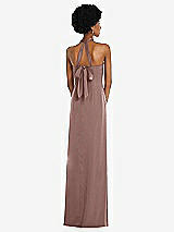 Rear View Thumbnail - Sienna Draped Satin Grecian Column Gown with Convertible Straps