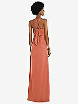 Alt View 2 Thumbnail - Terracotta Copper Draped Satin Grecian Column Gown with Convertible Straps
